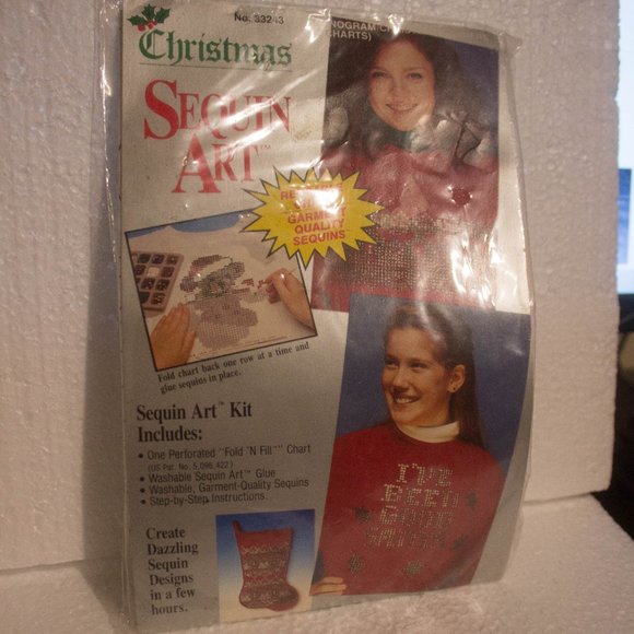 Other - Vintage Distlefink Christmas Sequin Art New Old Stock Unopened Package